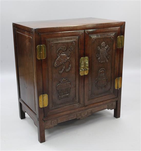 A Chinese rosewood cabinet, W.2ft 10in.